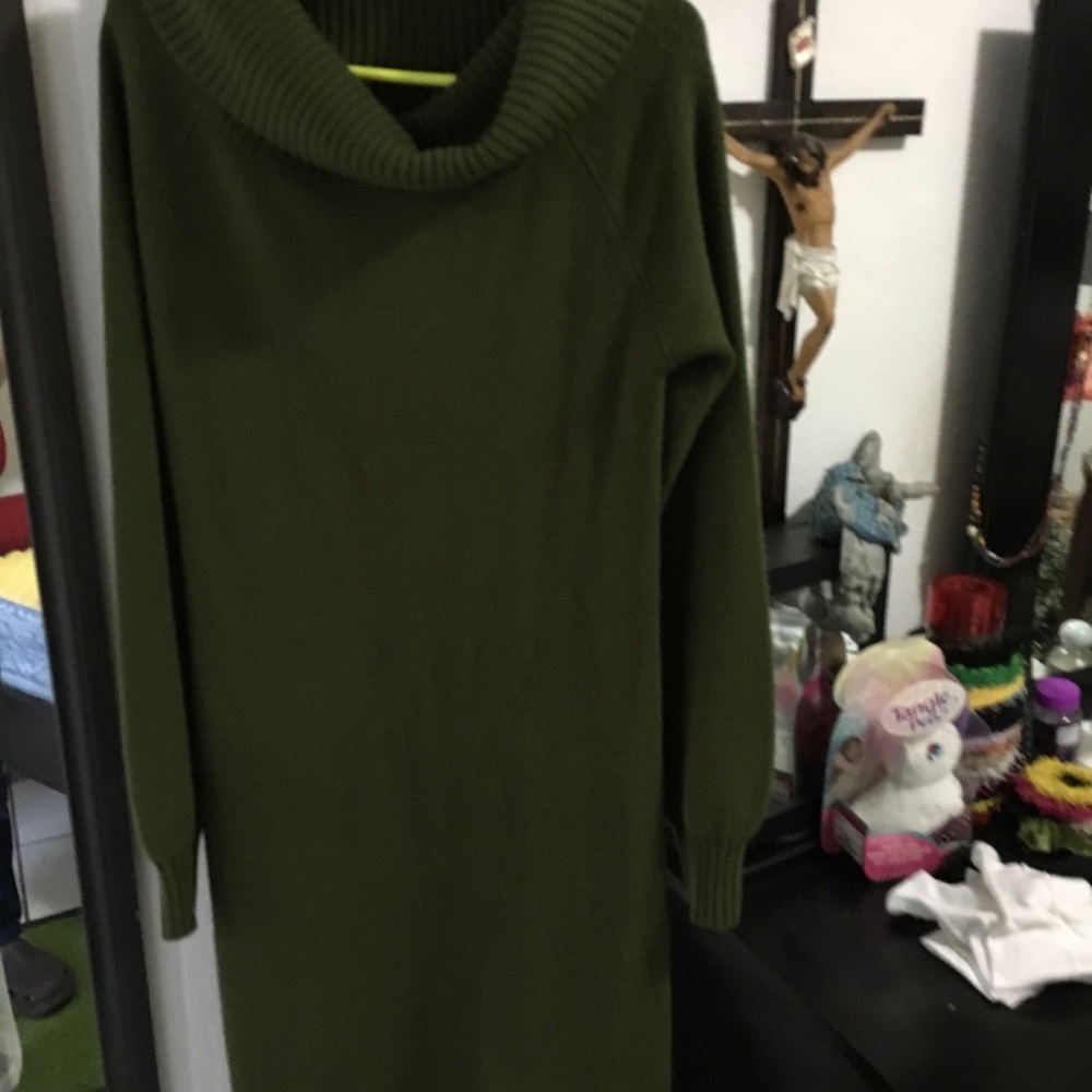 Forest green sweater dress